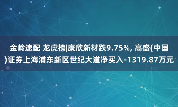 金岭速配 龙虎榜|康欣新材跌9.75%, 高盛(中国)证券上海浦东新区世纪大道净买入-1319.87万元