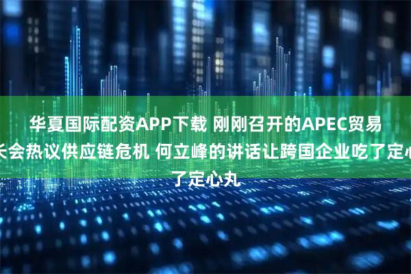 华夏国际配资APP下载 刚刚召开的APEC贸易部长会热议供应链危机 何立峰的讲话让跨国企业吃了定心丸